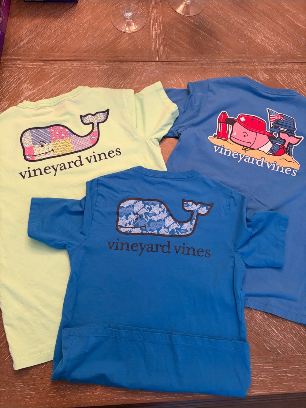 Vineyard Vines Kids Short Sleeve Tees - Blue & Light Green